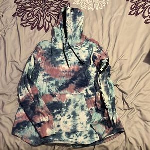 XL Hollister long sleeve hooded curved hem t-shirt